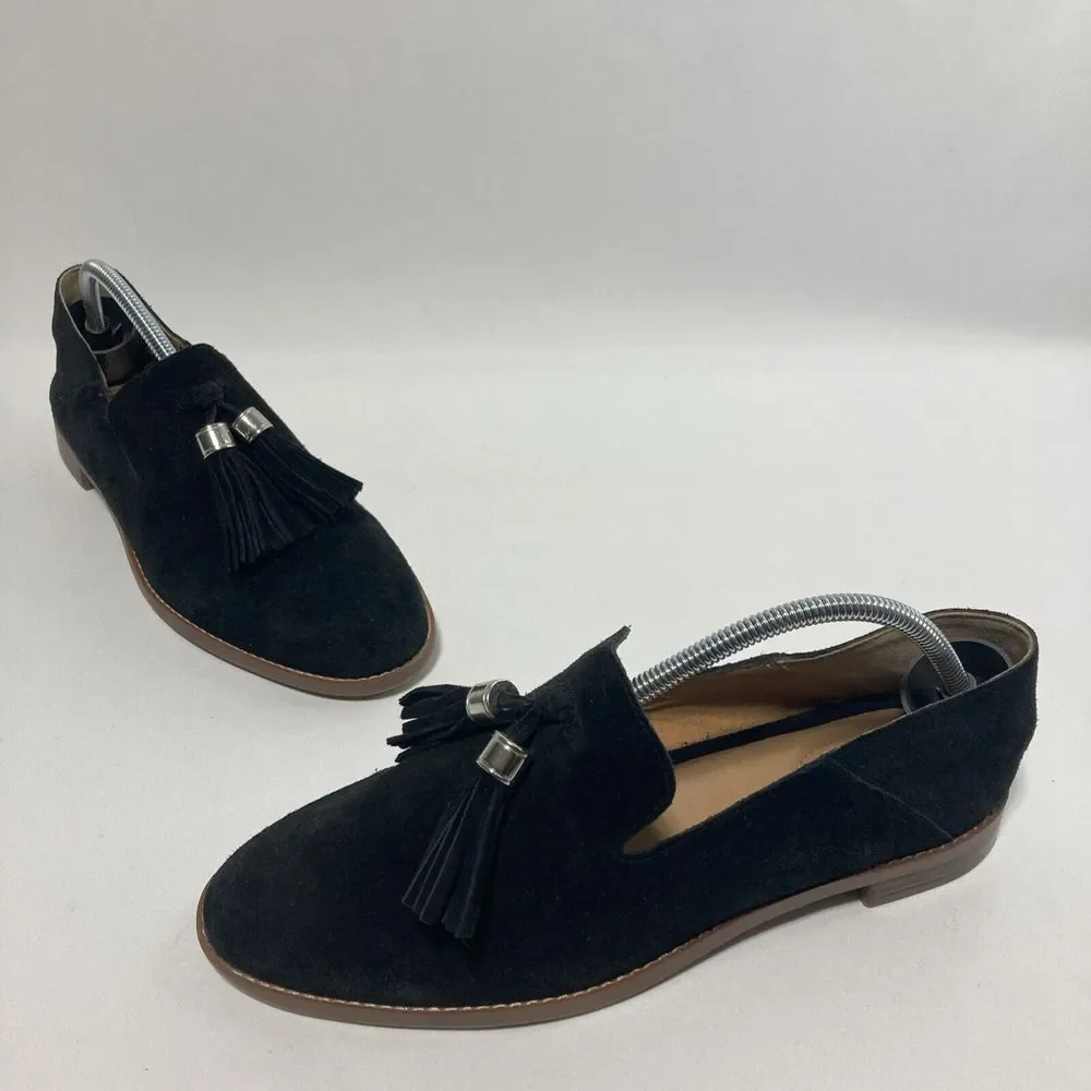 Franco Sarto L-Hadden Womens Sz 7.5 M‎ Suede Loafers Slip On Shoes With Tassels